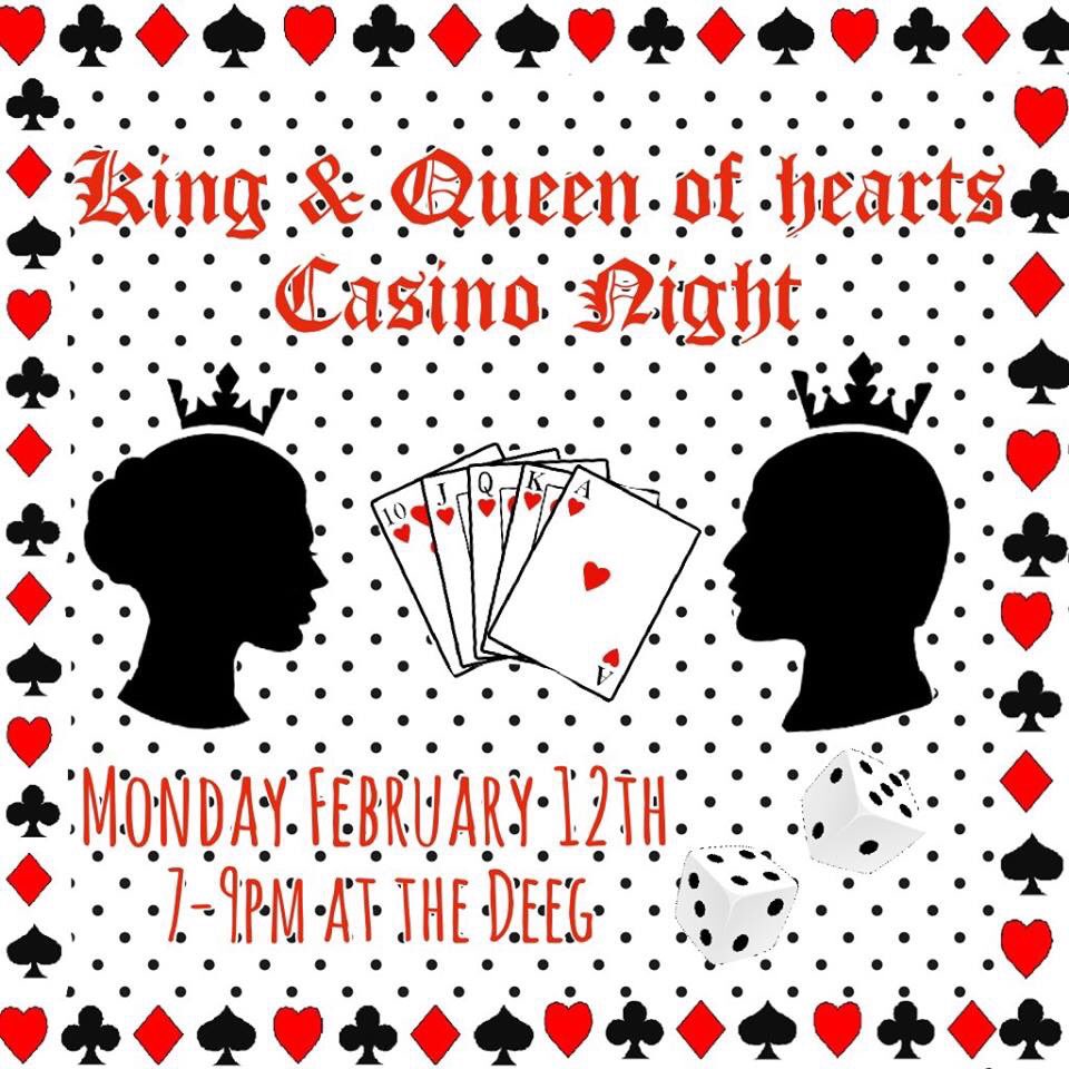 Today is the start of our Valentine's themed philanthropy week and we are so excited 💗 Come over to the deeg for Casino Night tonight from 7-9 to play games and win awesome raffle prizes!
