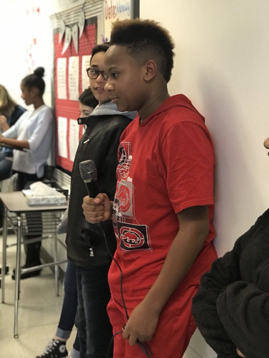 On Mondays, we do circles to build our classroom community.  Our facilitator for this week brought in a mic as our talking piece.  Students loved speaking with this! @EDMS_Principal #oneccps