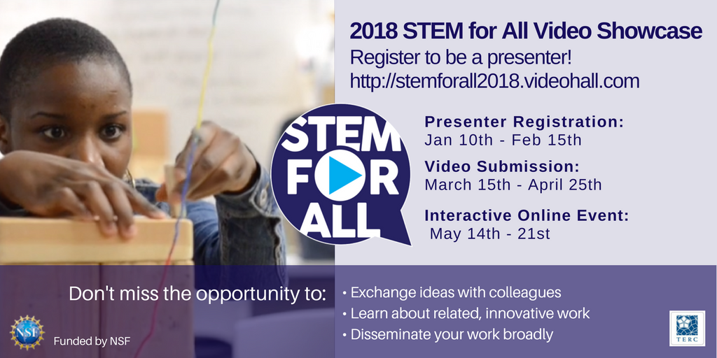 STEMVideoHall's tweet photo. Presenter registration ends this Thursday - 2/15! Don't miss the chance to share your federally-funded #STEMed work. Register today at: https://t.co/2qN4JIm7R6  Please let your networks know - @NSF_ENG @theNAEng @LinkEngOrg @ASEE_DC @iteea @IEEEorg https://t.co/A0B4qPHW37