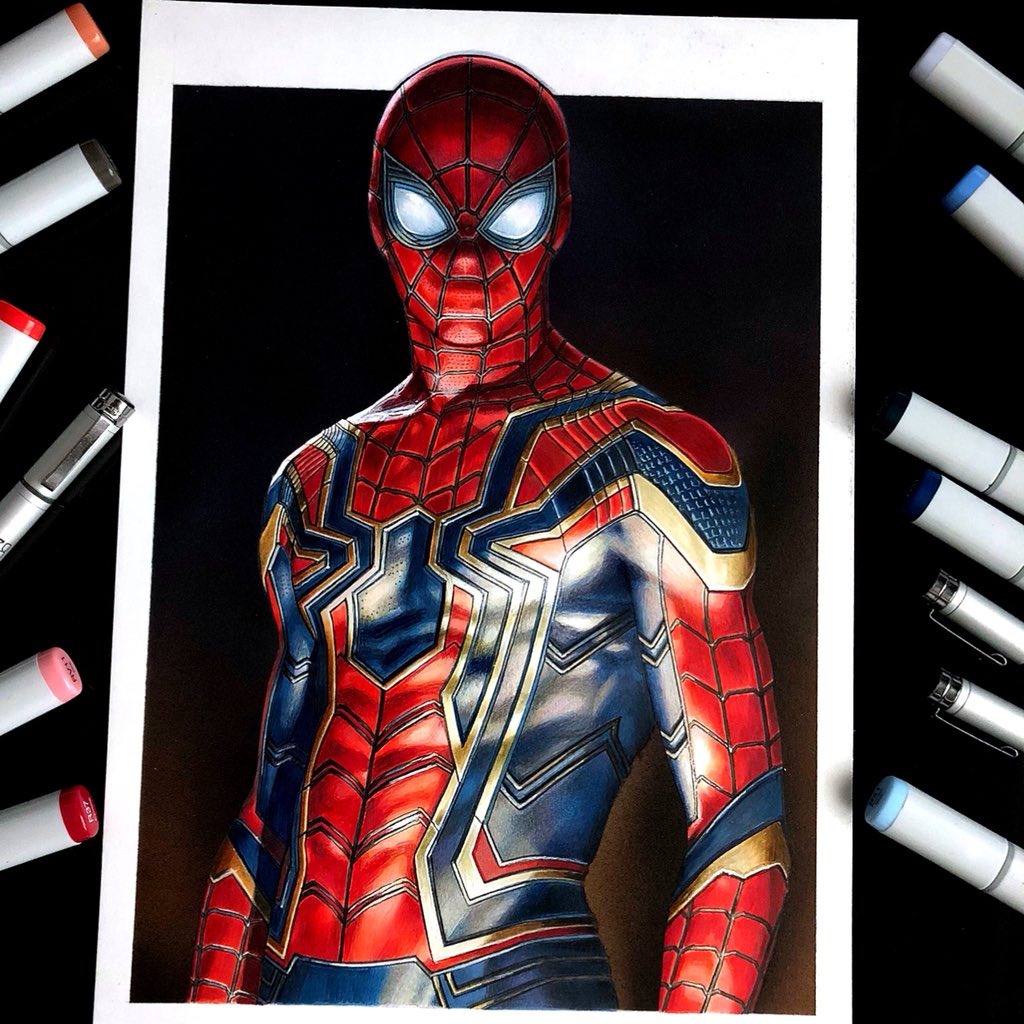 Unique Sketch Spider Man Infinity War Drawing with simple drawing