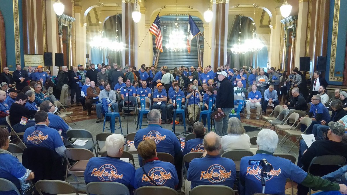 A sea of blue at the Iowa State Capitol for #FundtheTrust Day