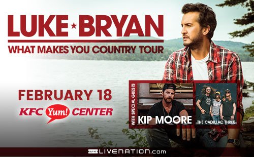kfc_yumcenter's tweet photo. Less than a week til Luke Bryan’s “What Makes You Country Tour” comes to KFC Yum! Center on Feb. 18th! RT to enter for your chance to win a pair of tix to the show! https://t.co/UODA1ojdQc https://t.co/eXnx5HCv19