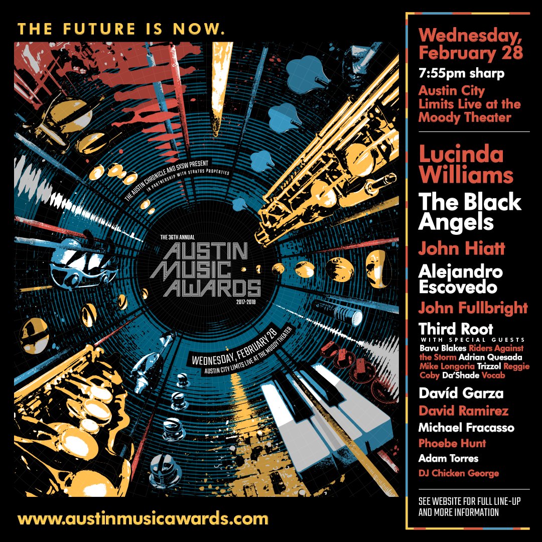 AustinChronicle's tweet photo. Get your tickets now for the #AustinMusicAwards with Lucinda Williams (@HappyWoman9), @theBlackAngels, @ThirdRootMusic, and many more. https://t.co/V5O9QhWHzs https://t.co/vGMBlnMGWo