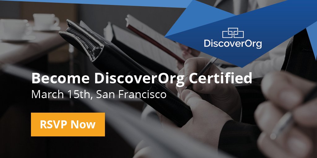 Over 4,000 Technology, Staffing, and Services companies use DiscoverOrg to drive their go to market efforts. Make yourself stand out as an expert in your field with a DiscoverOrg Certification. Register now for our San Francisco training event: dorg.ly/2G8oHUh