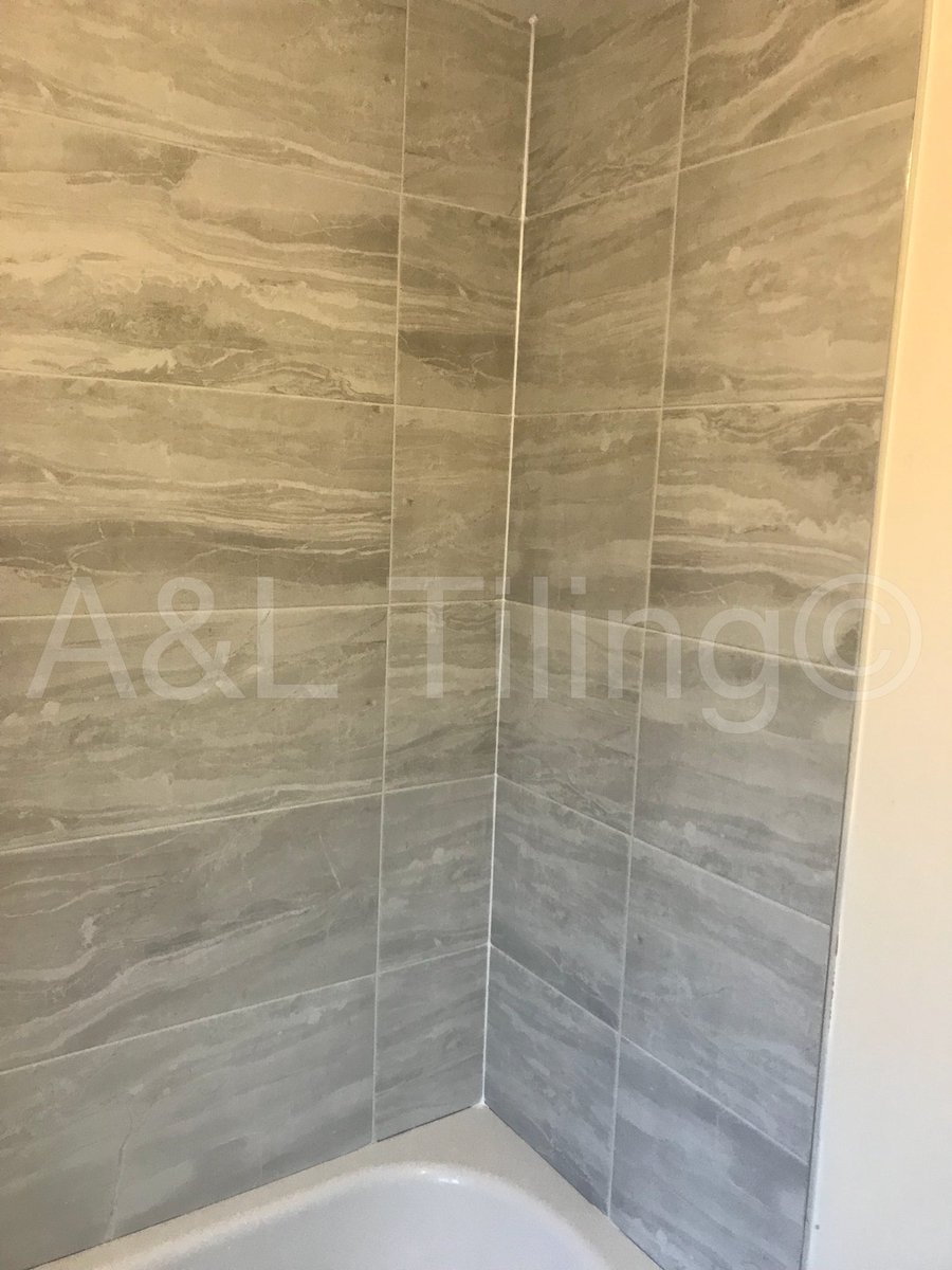 Customer is loving the finish, shame they went with cheap  owed tiles, <a href="/Prfct_Lvl_Mstr/">Perfect Level Master</a> helped sort it out to give a great finish.
@TilemasterTeam adhesive and grout was used.