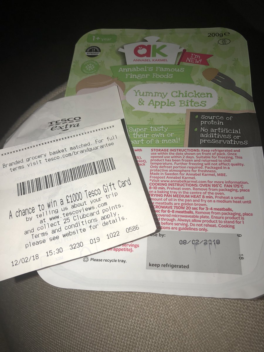 cerys88's tweet photo. @Tesco today I went into your main Swindon mainly to get the @annabelkarmel finger foods for my 16month old baby. To when I was cooking his dinner see the date to find there 4 days out of date I brought theses this afternoon as stated on my receipt this is absolutely disgusting! https://t.co/Ty1H69T2KN