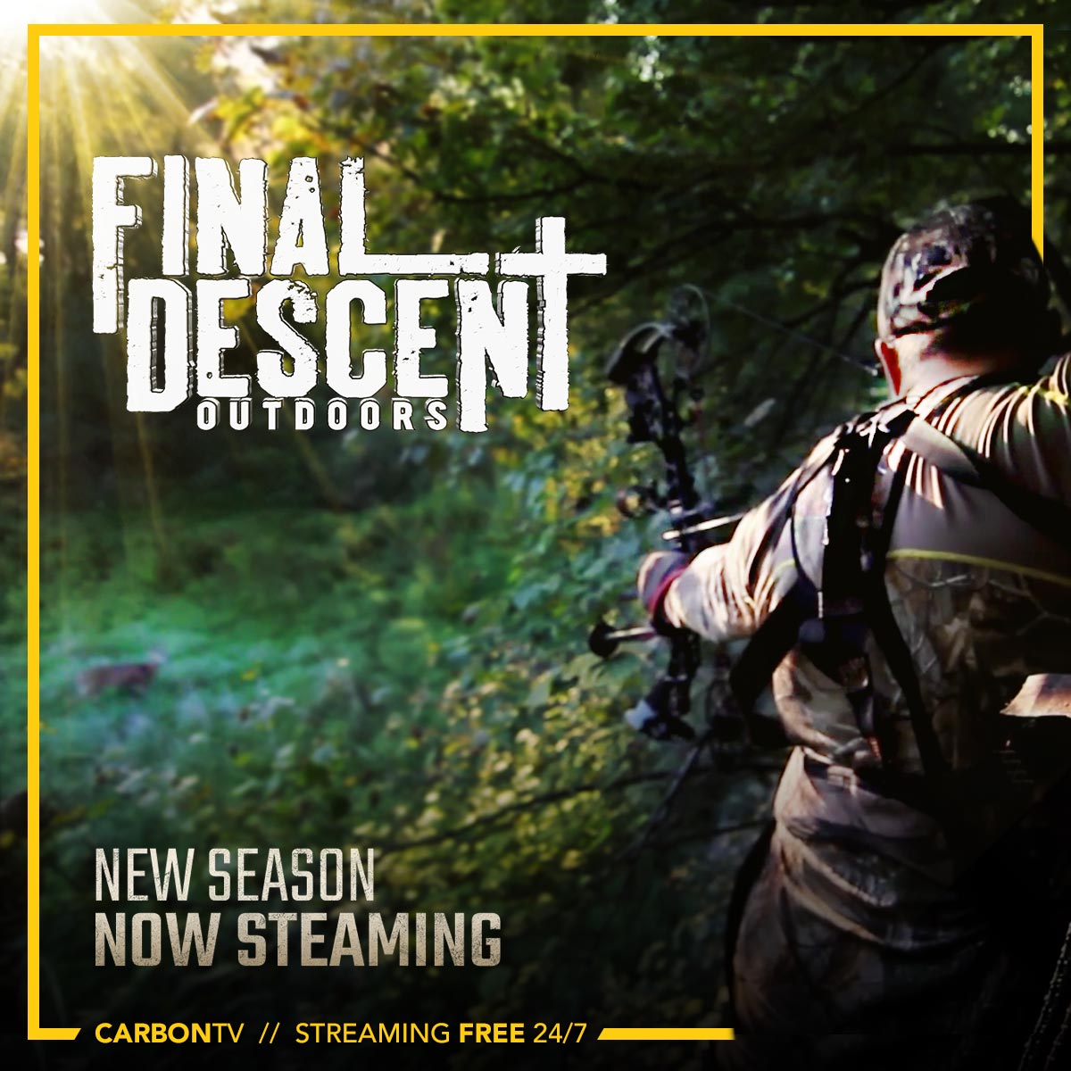 CarbonTV's tweet photo. NEW Season. NOW Streaming. @FDOutdoors Season 7 kicks off with opposite staffers Paul Powers and Johnny Maxwell, who make a great team as they hunt big bucks in Oklahoma! See this &amp; all 13 episodes FREE 👉https://t.co/3xt3H69kju 🦌🦌

#FinalDescent #DeerHunting https://t.co/yfcshFQnSu