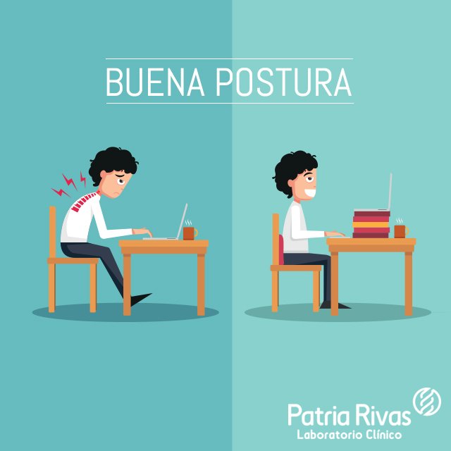 LabPatriaRivas1's tweet photo. Es importante tener una buena postura frente al computador. Para eso primordial tener una buena silla que nos permita apoyar la espalda con comodidad. Y es importante que los pies siempre estén bien apoyados en el suelo para evitar la tensión muscular. #LabPatriaRivas #Infórmate https://t.co/GEBm4gwvEp