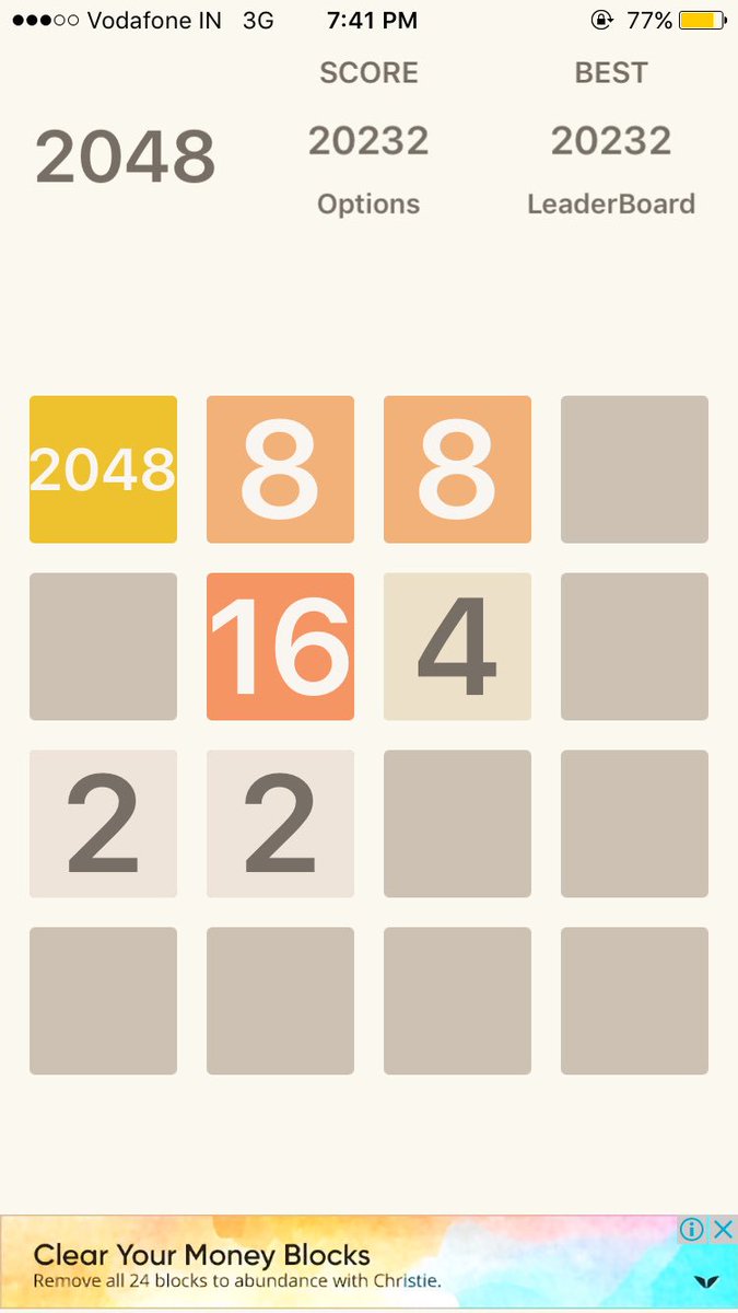 Aditisoni2605's tweet photo. I know I am super late but happiness is FINALLY finishing a game puzzle! (There's more tho,this 2048 shit is limitless) #2048game #finally https://t.co/2KkBbpwtmO