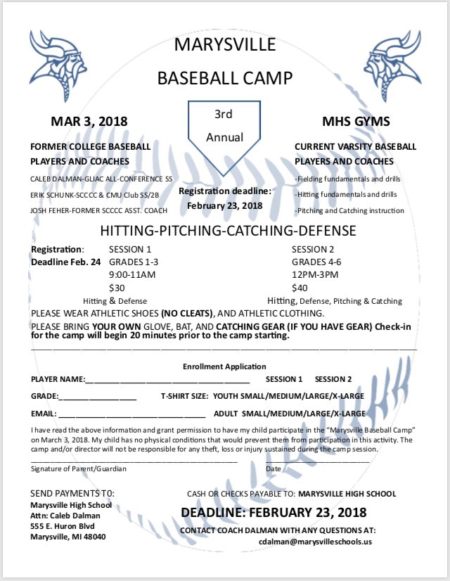 Vikings_BSB's tweet photo. 3rd Annual Youth Baseball Camp will be March 3rd. Hope to see everyone there! #BaseballIsBack https://t.co/LdSWdsfm4c