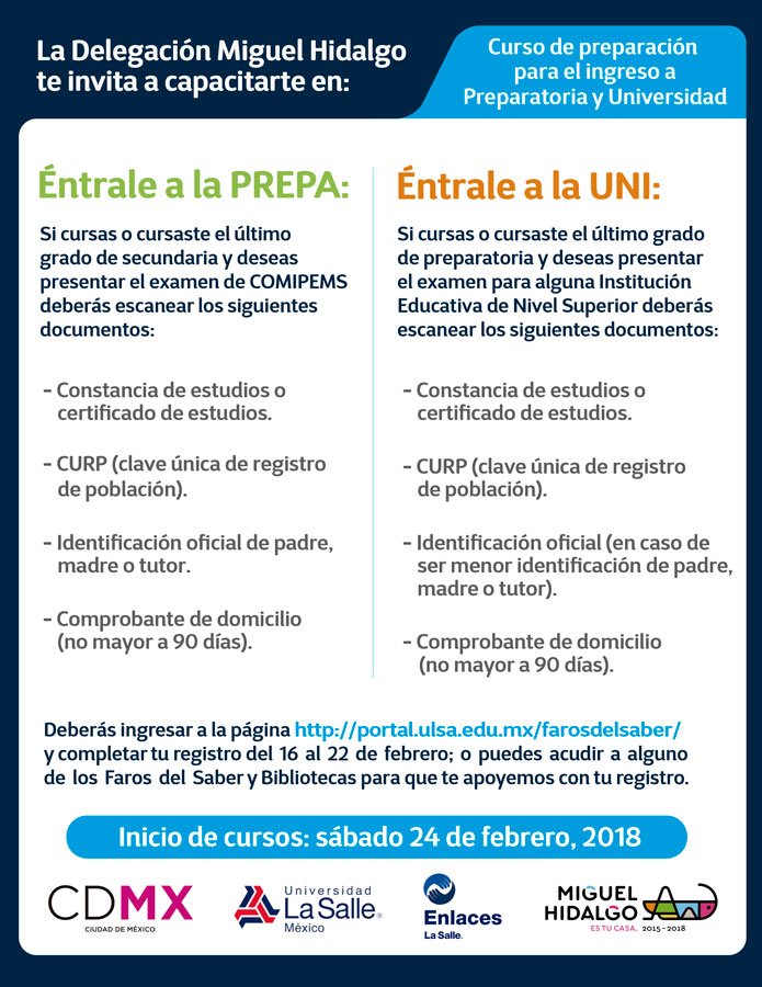 Recuerden que en unos días inicia el registro para "Éntrale a la Prepa y Éntrale a la Uni". Será a través de este link: goo.gl/ZTUfKY 🤓