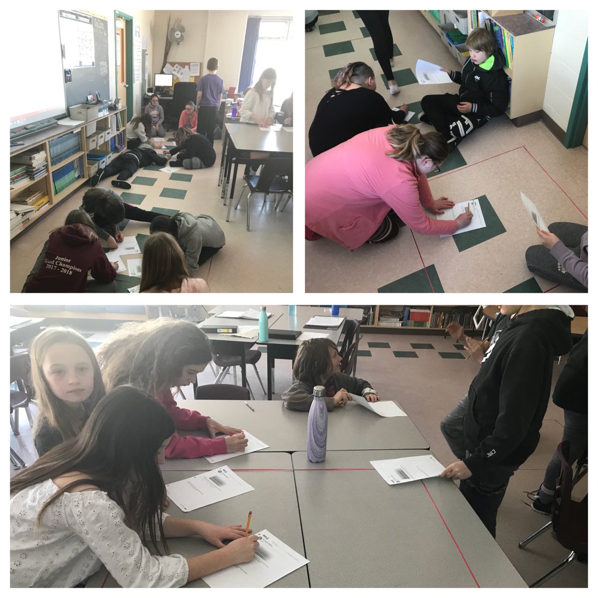 CoralMc's tweet image. Woodville wolves are investigating a square metre! How many shoes, backpacks and books will fit? Can you change the shape and still have the same area? @WoodvilleES #wolvesmath