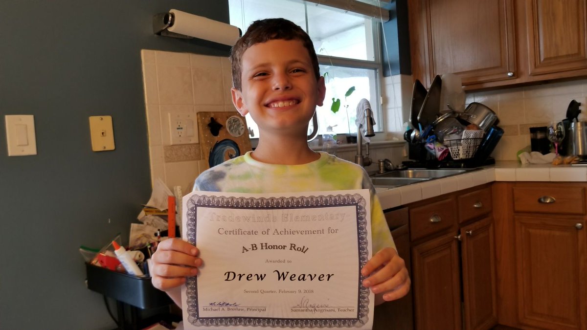 Drew is working hard at Tradewinds Elementay! #schooliscool