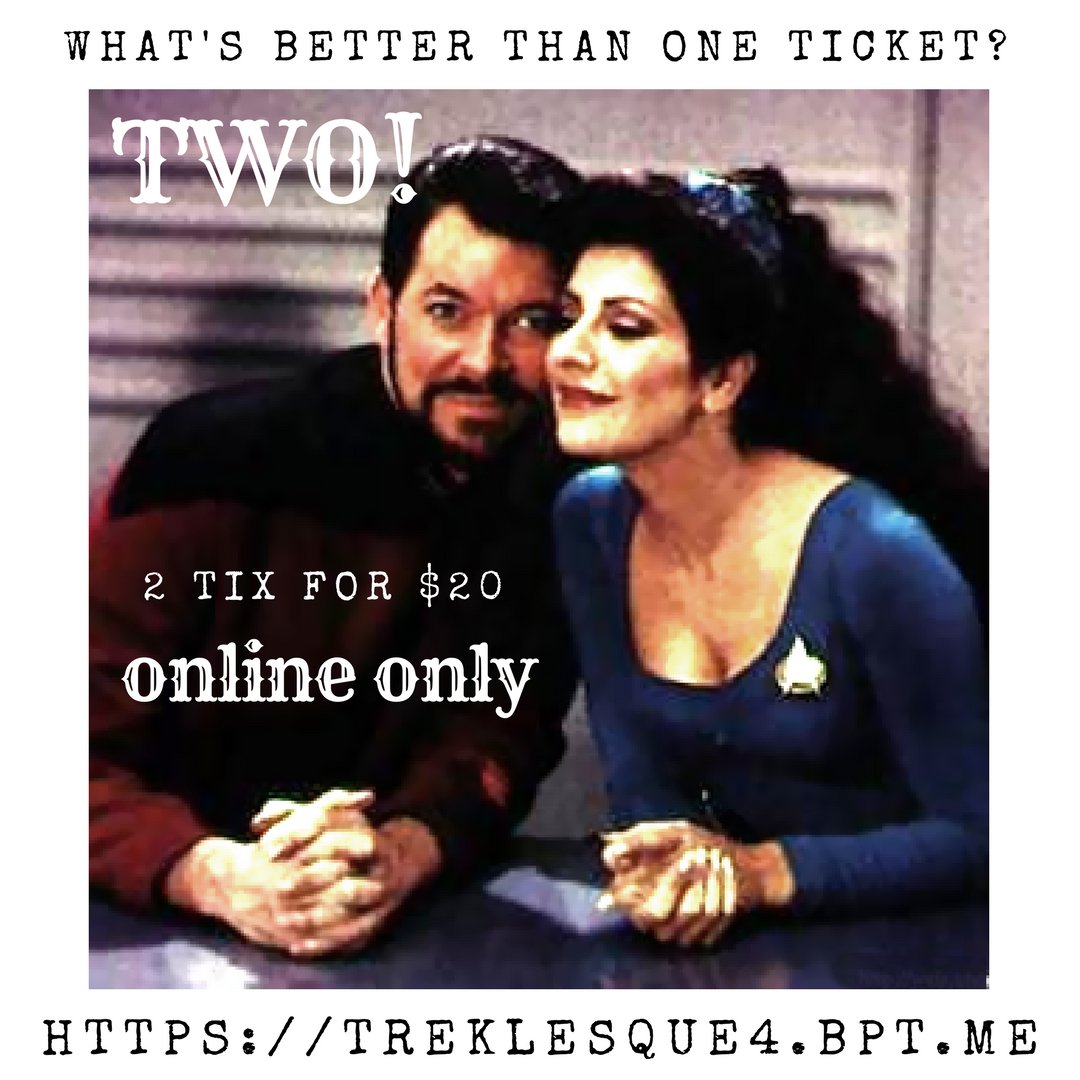SaintlyBomb's tweet photo. Hey lovers! Make it a date night! Right now we have a sale for #treklesque tickets! 2 for $20! Celebrate your love with #startrek #burlesque! 

https://t.co/CpW50pQUIz https://t.co/cJXxuz3SYK