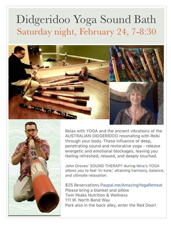 JGMusicPro's tweet photo. #Didgeridoo #Yoga Sound Bath at Twin Peaks Nutrition &amp; Wellness in North Bend, WA February 24, 2018 https://t.co/9TZfIVrSx0