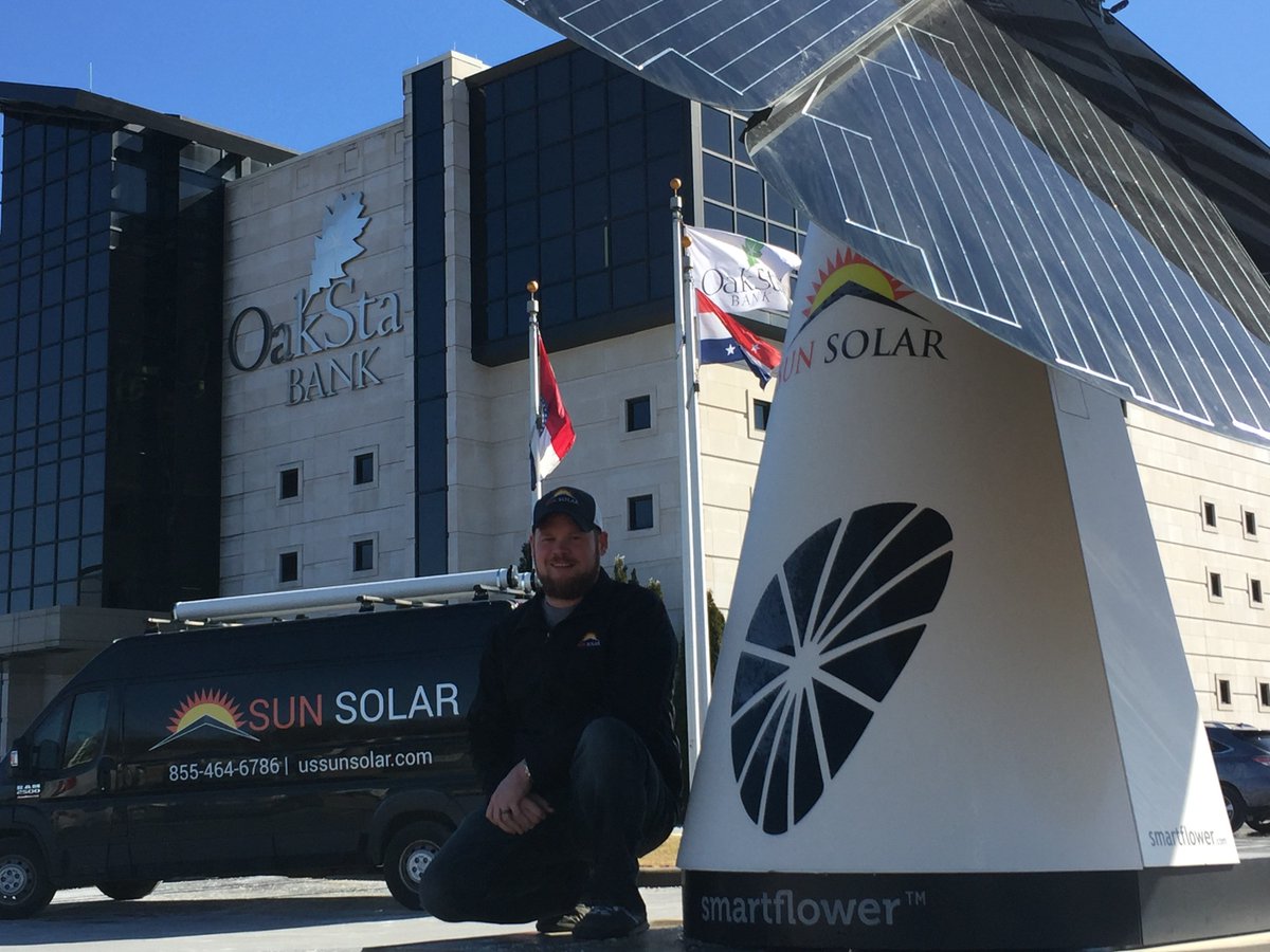 USSunSolar's tweet photo. Perfectly posing for @sbjnet for the “Progress 2018” Edition! Shout out to @OakStarBank for allowing us to photograph in front of the Smart Flower that we installed! https://t.co/bYk5RwHw0r