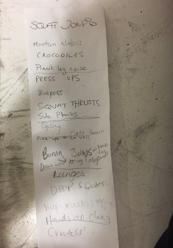 A tough circuit last night. Everyone writes an exercise, we perform 10 reps of each in sets of 4 for 5 mins 💪 #tritraining #londontriathlon