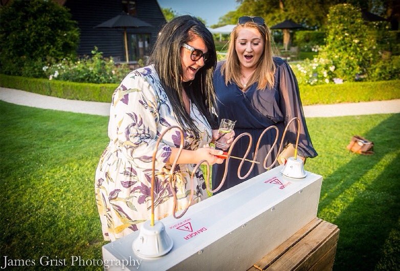 We have the largest selection of garden and fete games in Kent, here is our Buzz Wire being put through our paces @theoldkentbarn #weddinghour #gardengames #weddingguests #barnwedding #awardwinners #kentbride