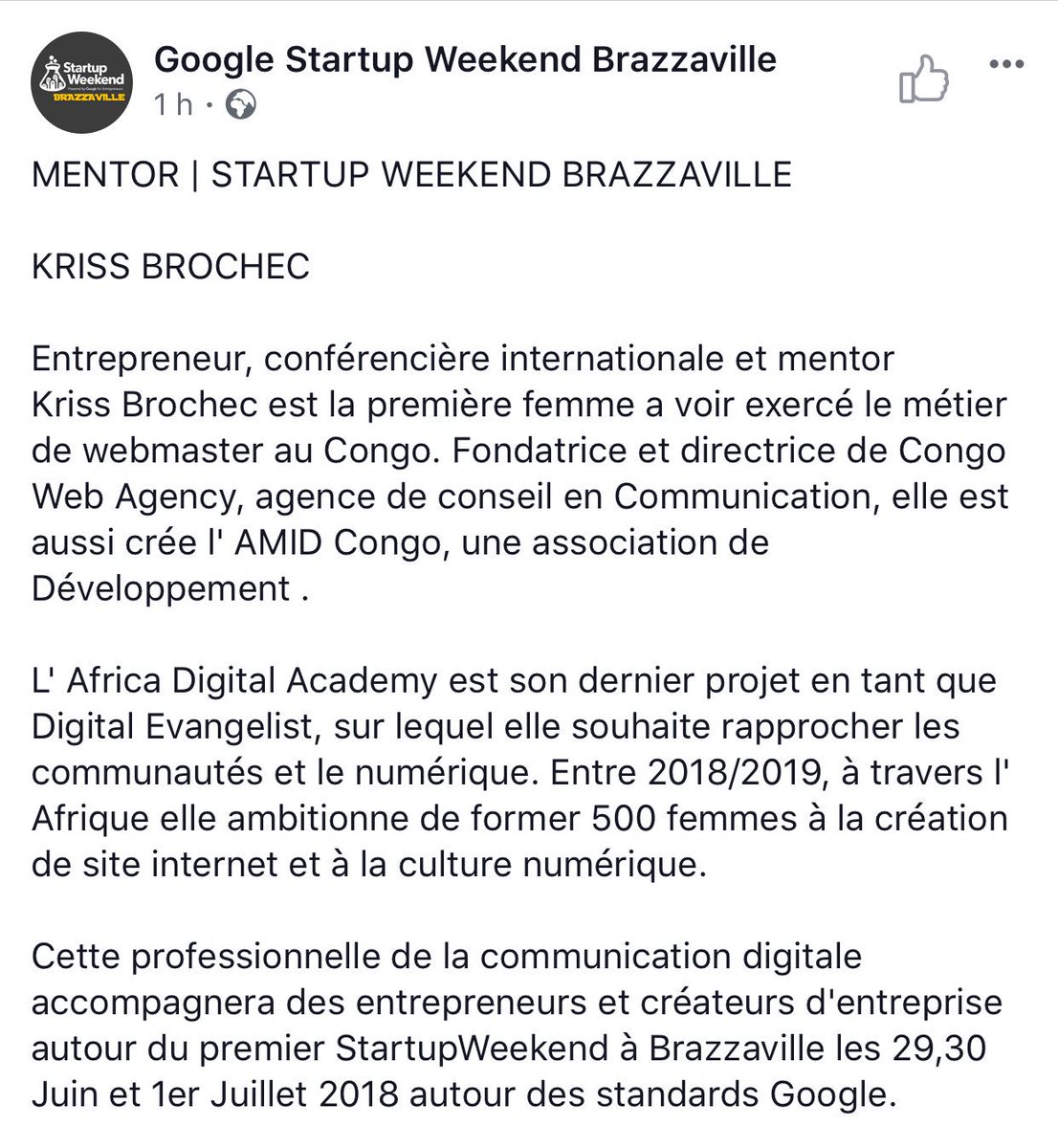 Startup Weekend Entrepreneurs Brazzaville tweet media