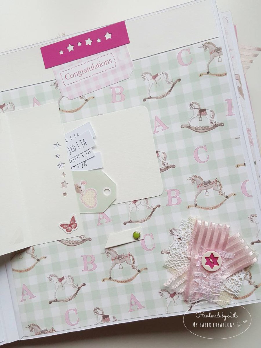 MyPaperCreation's tweet photo. Large interactive baby album, dim. 21.5x25x7.5, custom made, detail
#handmade #papercraft #photoalbum #babyalbum #interactivealbum #scrapbooks #babygirl #birthdaygift #custommade #onlinecraft https://t.co/SxQsFQkQGU