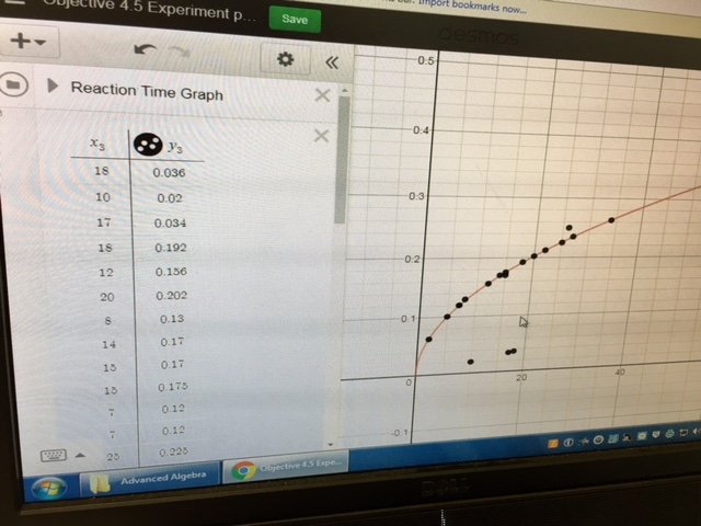 Students leading their learning with reaction time and making connections to square root functions in Mr. Gomez class #PCPride