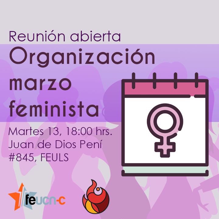 ND_Chile's tweet photo. [MAÑANA REUNIÓN • #MarzoFeminista • Región de Coquimbo]

¿Tienes alguna idea para una actividad feminista? ¿Te gustaría participar en la organización del marzo feminista? La @feulscl y @feucncqbo te invitan a participar este martes 13 a las 18:00 hrs. en la oficina de FEULS. https://t.co/oJ4pccbal8
