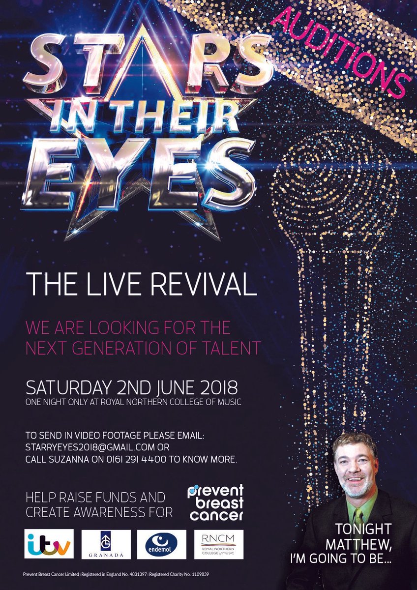 wearepreventBC's tweet image. *AUDITION ALERT-Early March in #MCR*
Ever wanted to say those words...'Tonight Matthew Im going to be...'
Well now is your chance!
Get in touch if you #soundlike and #looklike a famous singer!
suzanna@preventbreastcancer.org.uk
#Stars #Talentshow #Live #MatthewKelly #ITV #Charity
