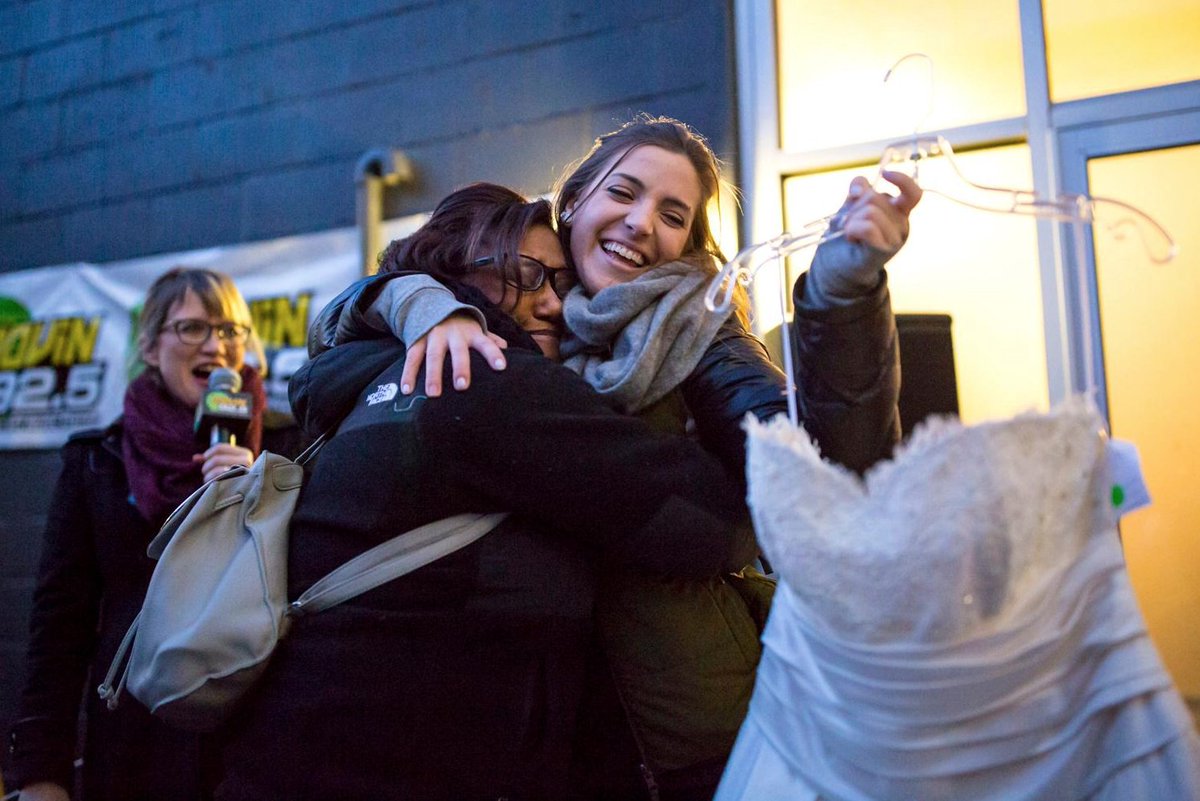 Photos: Brides-To-Be lined up EARLY to dash for $150 wedding dresses bit.ly/2CfZRPW <a href="/bridesforacause/">Brides for a Cause</a>