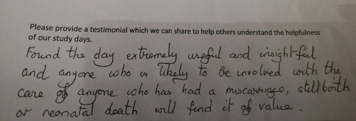 Wonderful feedback for our #babyloss study day for #holistictherapists