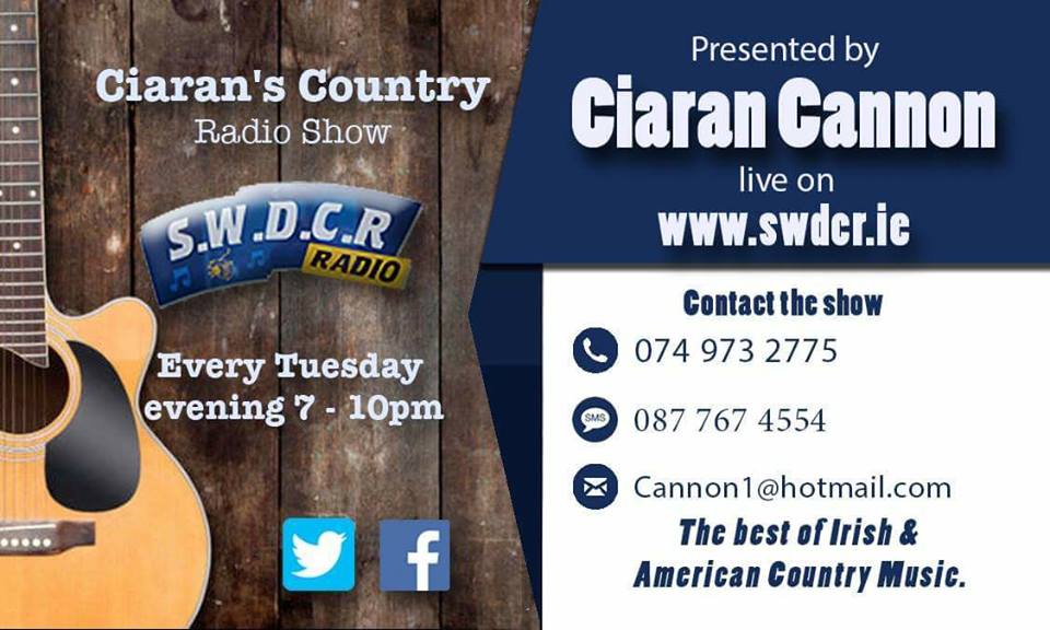 Ciaran's Country tomorrow night on SWDCR.ie tune in to hear the best of American and Irish country @ClionaHagan @GinleyNoel @derekryanmusic @peterhegarty27 @DonegalNoel @FearonKerry @jakecartermusic  @NoelCarr3 @KilcarNoel @seanieboyle99