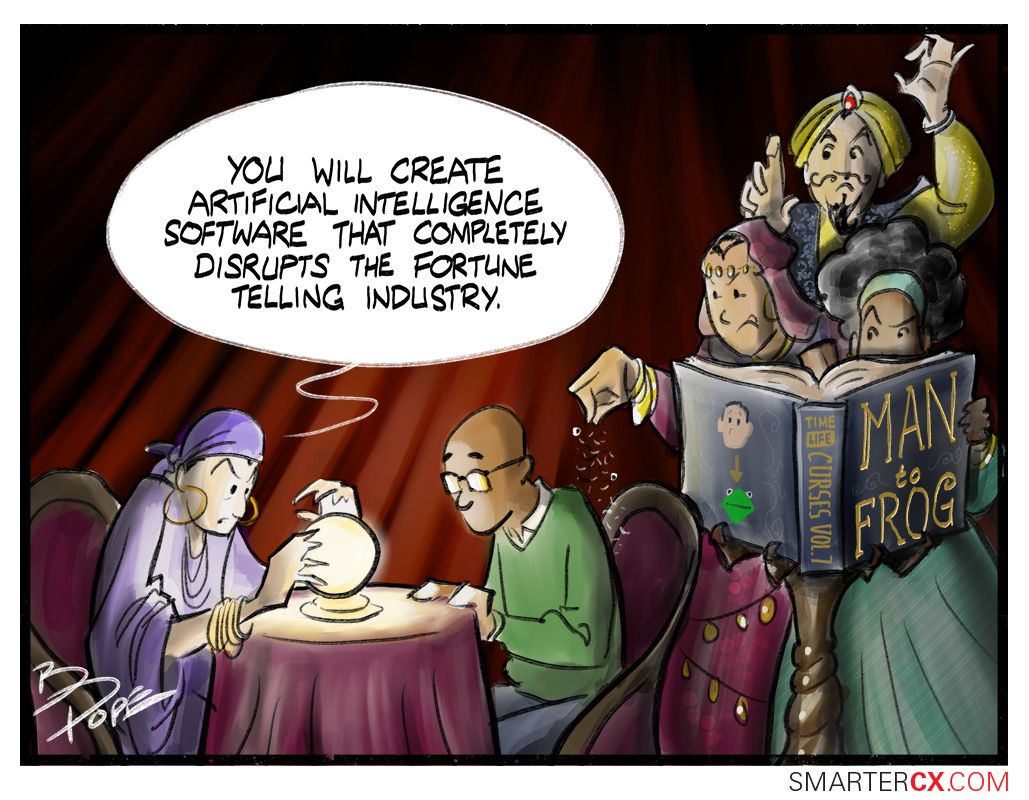 The latest in our #comic series: "Mystical Disruption." See more like this: buff.ly/2GacLBJ #SmarterCX #CartoonsbySmarterCX