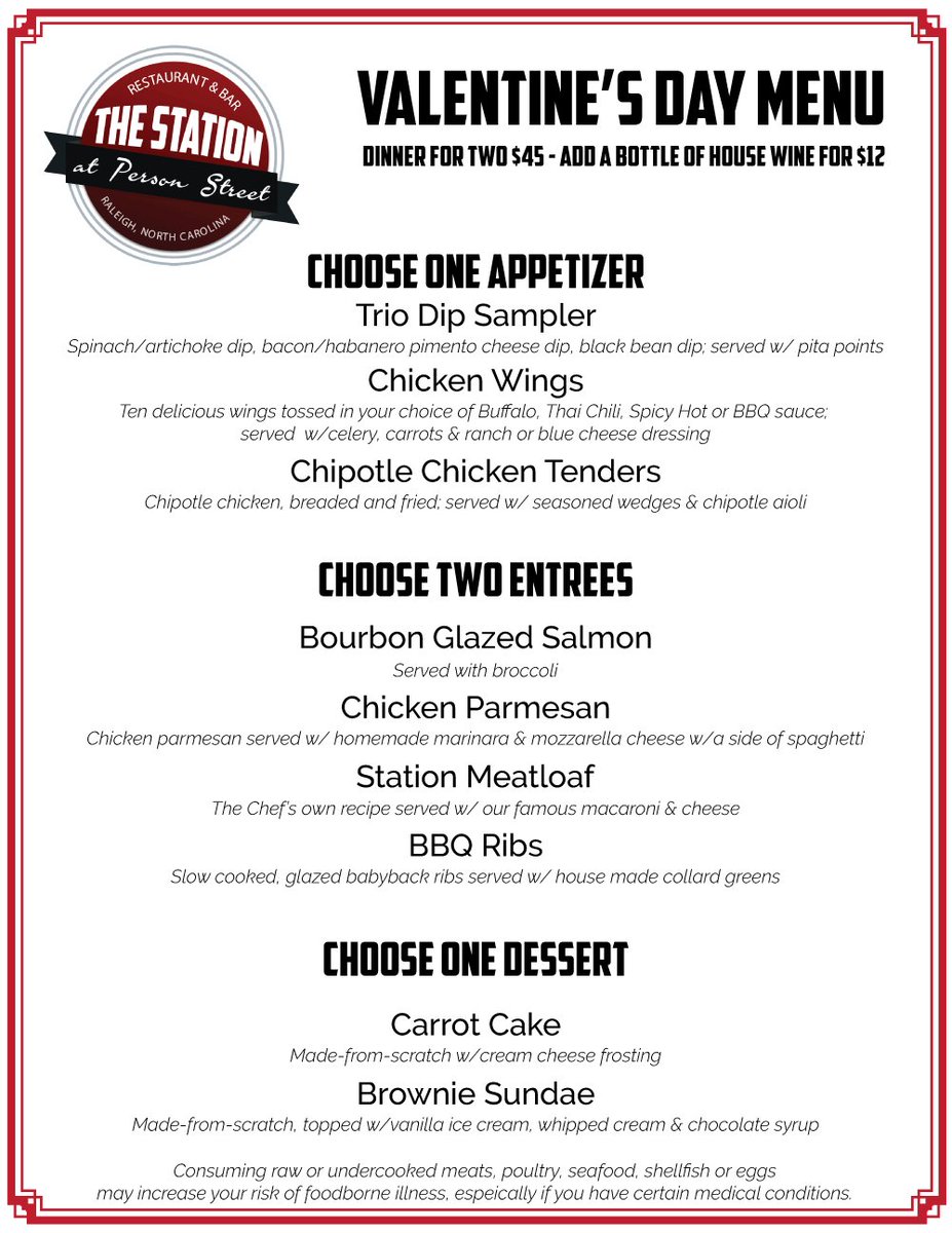 We've got you covered on Wednesday! We have our Valentine's Dinner For Two package ready for your reservation now!