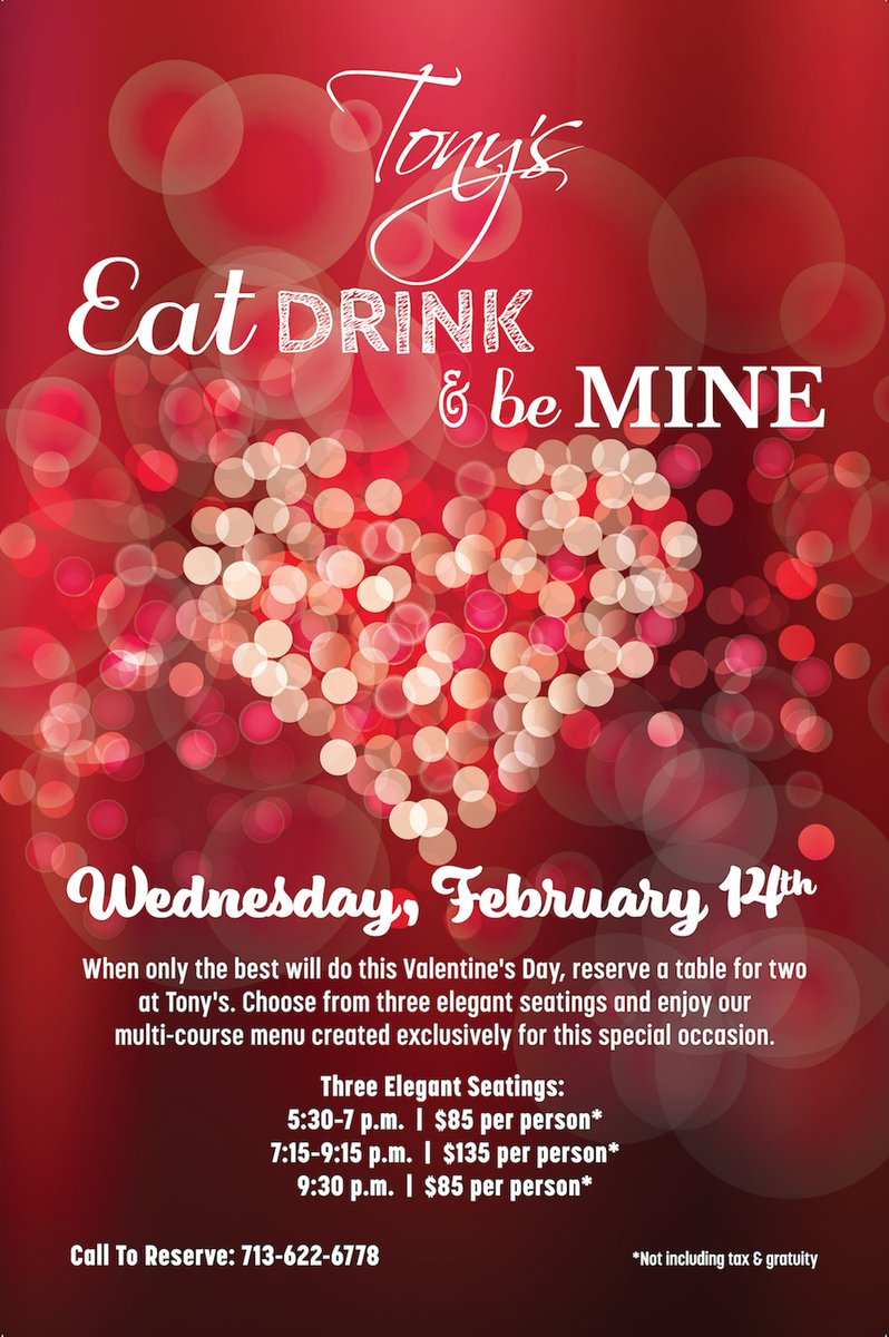TonyVallone's tweet photo. We only have a few seats left for our Valentine's dinner this Wednesday! Call today to reserve your table: (346) 800-5438

See the menu: https://t.co/DDQaGw3sdV https://t.co/9qhNh0nNhJ