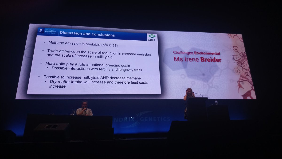 Irene Breider showing it is possible to reduce methane production without sacrificing increases in milk production through selection indices. <a href="/ICAR_WCGALP2018/">ICAR, Interbull & WCGALP 2018</a>