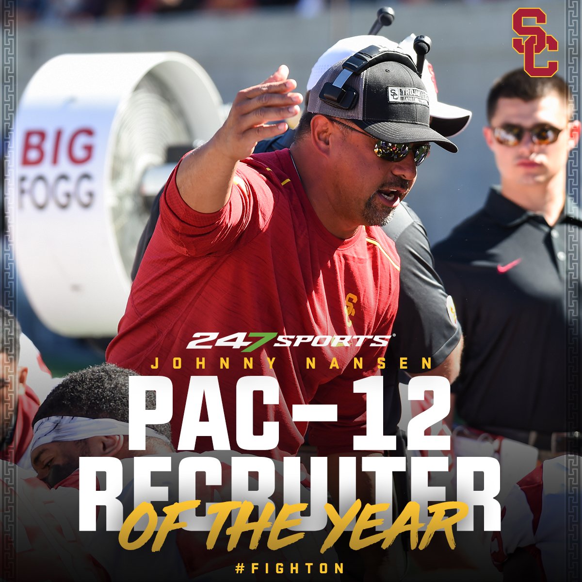 USC_Athletics's tweet photo. USC linebackers coach, recruiting coordinator and assistant head coach @CoachJNansenUSC has been named the @247Sports Pac-12 Recruiter of the Year!
📰: https://t.co/Uz3X3CQLzi
#F18HTON https://t.co/aY31uBa8zG