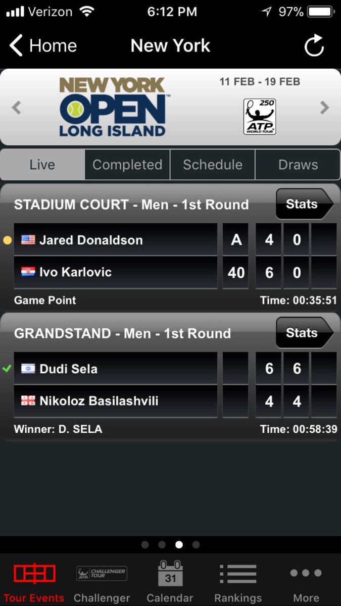 Wow! <a href="/Dudi_Sela/">Dudi Sela Fans</a> wins R1 <a href="/NewYorkOpen/">See Through New York</a> in under an hour 6-4, 6-4. Nice wo k!!