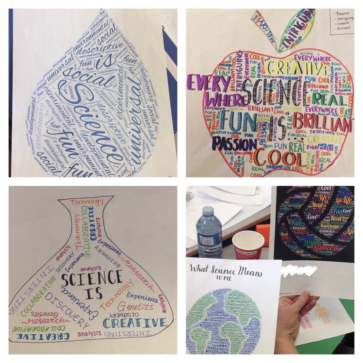 SciLitSandra's tweet photo. Gr 7&8 yr 1 Ts share their Ss responses to the prompt "science is ..." @LionelSandner #STEMLit #studentvoice #dpknowthelearner https://t.co/1WkB971p4T