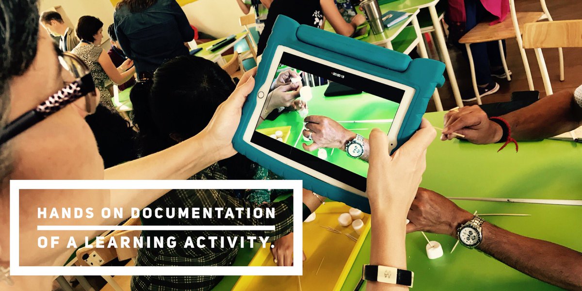 langwitches's tweet image. @MrMartinThomas asking participants to create the tallest marshmallow tower with materials provided. One member of the group records footage. Now starts the task of documenting the learning. What clip will show/support evidence of learning  #TechConX #documenting4learning