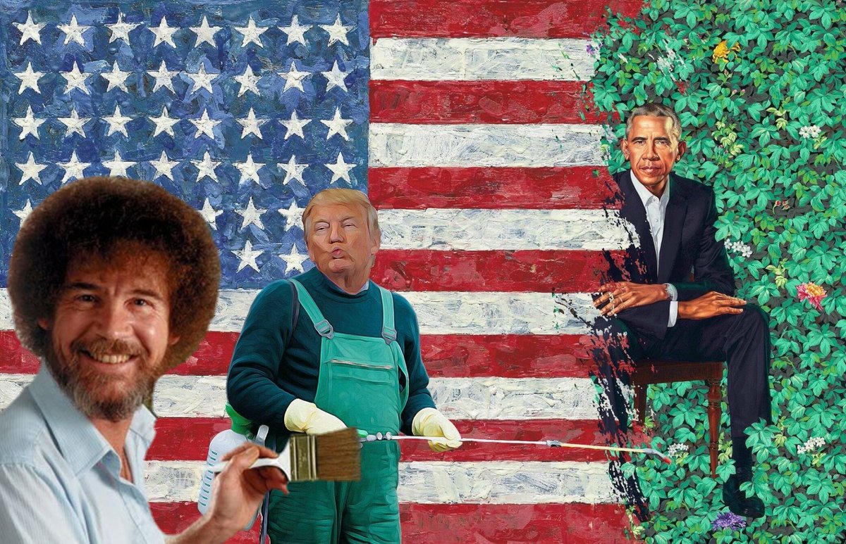 Fuctupmind's tweet image. We'll just put a happy little current President, erasing the legacy of the previous, fake President, next to a shrub.

Thank you @realDonaldTrump for Making America Great Again! #MAGA 

Retweet if you agree.