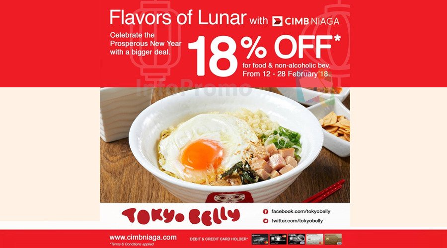 infopromomedia's tweet photo. Tokyo Belly Flavors Of Lunar With Cimb Niaga Get Discount 18% Off For Food &amp; Non Alcoholic Bev

Segera kunjungi https://t.co/E3NWAbNuvs  untuk mendapatkan promo-promo terbaru di Indonesia 

#infopromoofficial #infopromomedia #infopromo #tokyobelly

https://t.co/TrIU9M0r6f https://t.co/XUUuxXp37X