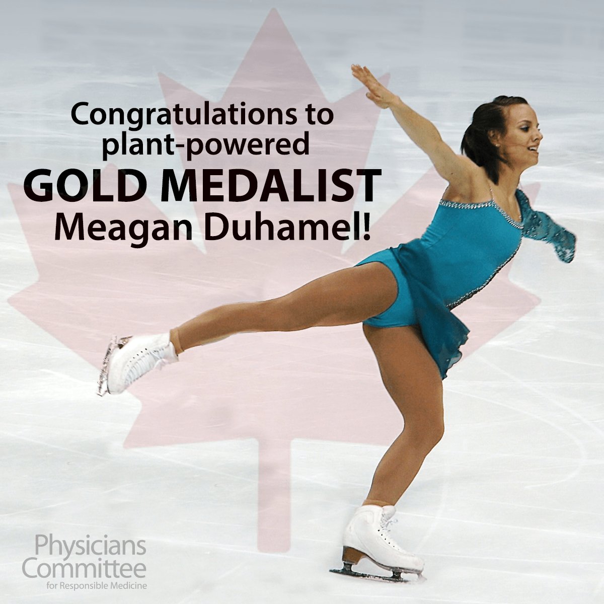 PCRM's tweet photo. A huge congratulations to plant-based Olympian Meagan Duhamel (@mhjd_85) and her team for winning the gold medal in team figure skating! #Olympics https://t.co/QWuGMevvFG
