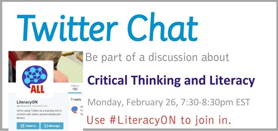 EduGAINSedu's tweet photo. Literacy K-12: Twitter Chat - Critical Thinking and Literacy https://t.co/kTWIglYNPe https://t.co/0gU3nzXGg9