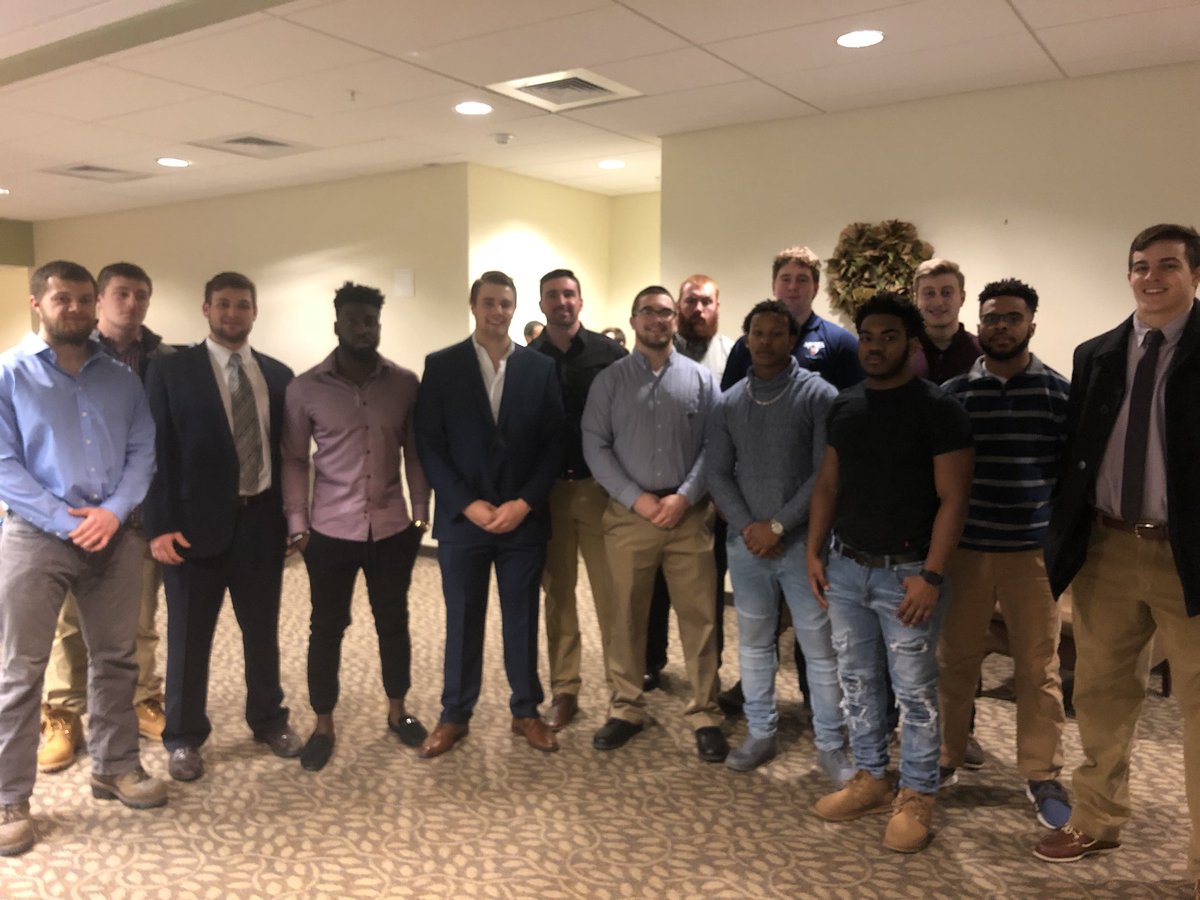 <a href="/BlackBearsFB/">Maine Football</a> was well represented at the <a href="/UMaine/">University of Maine</a> Scholar-Athlete Recognition Awards Ceremony tonight! Good to see these men creating their own success on and off the field. #WhoIsNext #BearWitness18