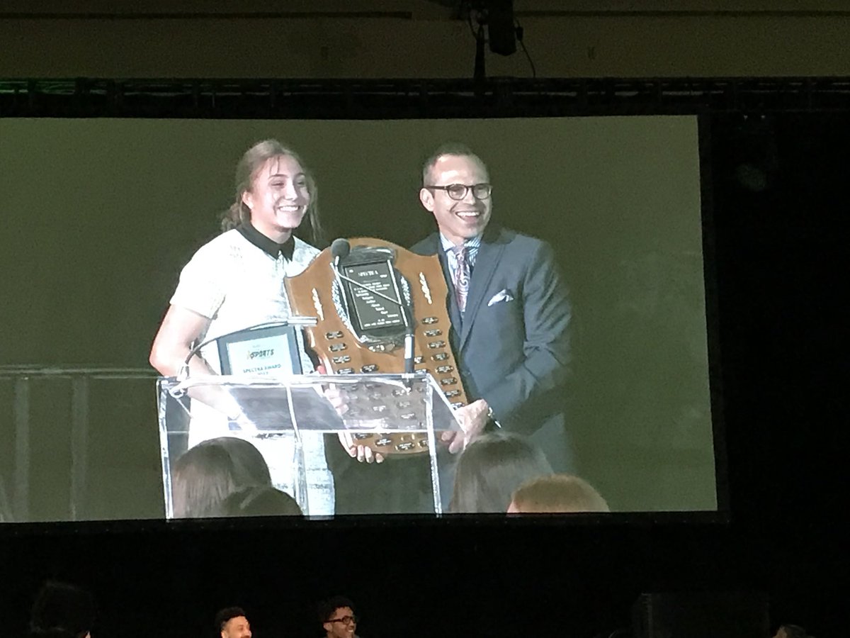 SpartansAtMTS's tweet photo. Congratulations to Jessie Forcey for being named this year’s #SPECTRA female recipient! We are so very proud of you! #SpartanPride #mtsamazingyear #MTS @LDCSBSchools https://t.co/HZIN86DfNK