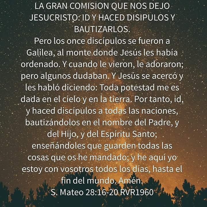 JESUCRISTO nos manda: Id y hacer Discipulos y Bautizarlos,esto es Predicarles La Palabra de DIOS tal cual es Santa,Pura,Limpia y sin Mancha.