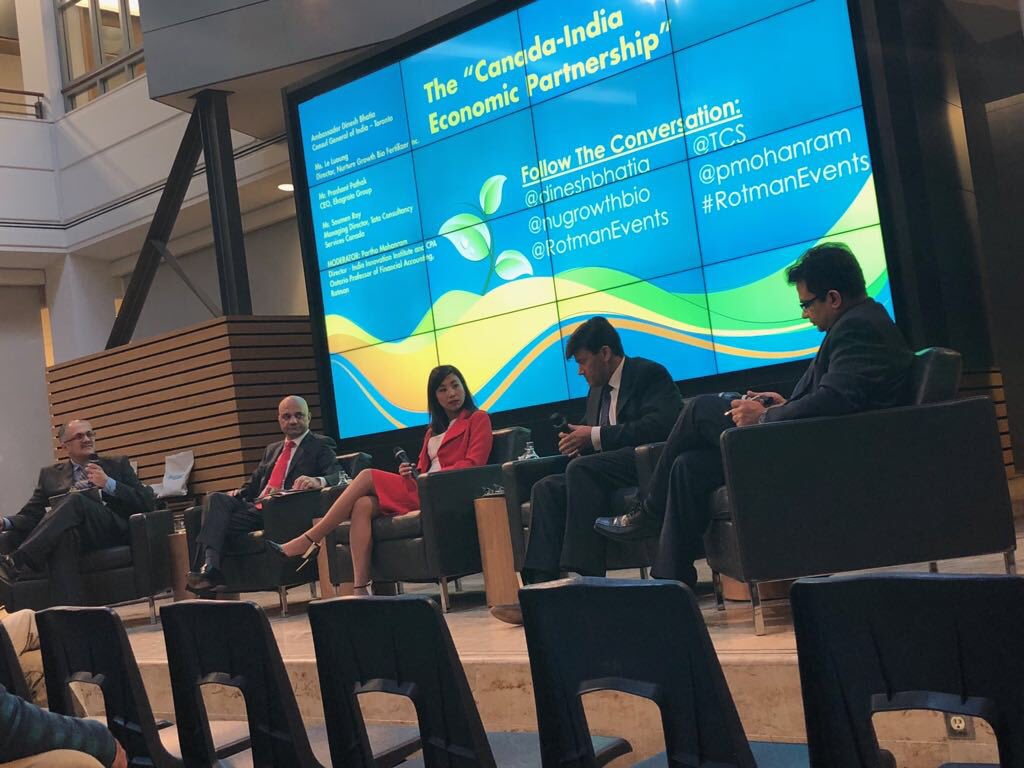 dineshbhatia's tweet image. Honoured to be part of enlightening discussions at @rotmanschool, @UofT organised by @pmohanram. Brilliant thoughts on deepening India-Canada relations, just before PM @JustinTrudeau visit to India at invitation of PM @narendramodi. Thanks @TCS Canada &amp;amp; @nugrowthbio for joining