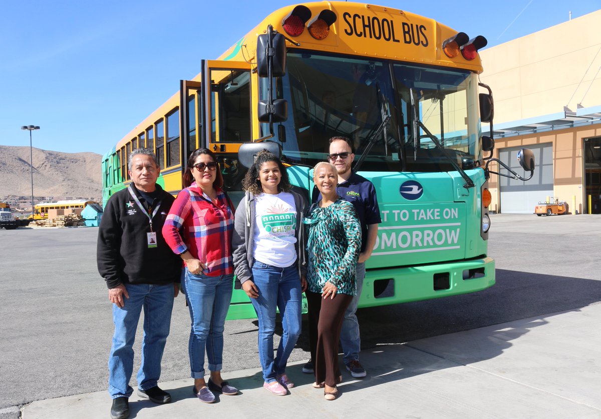 Chispa_NV's tweet photo. Last week advocates, including @Chispa_NV, saw the power of a #CleanRide4Kids: #electric buses that will make transpo healthier for NV children. https://t.co/aiU3VkRvER