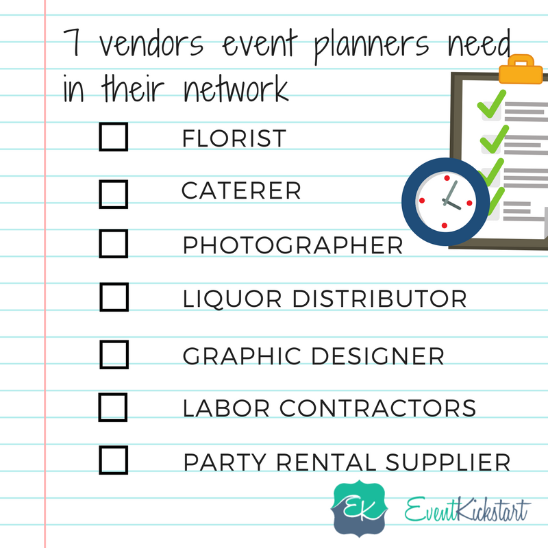 EventKickstart's tweet image. Starting an #EventPlanning business this year? These are must-have #vendors you need in your network: (EventKickstart can find all of them for you!) ow.ly/tsdv30i0loP