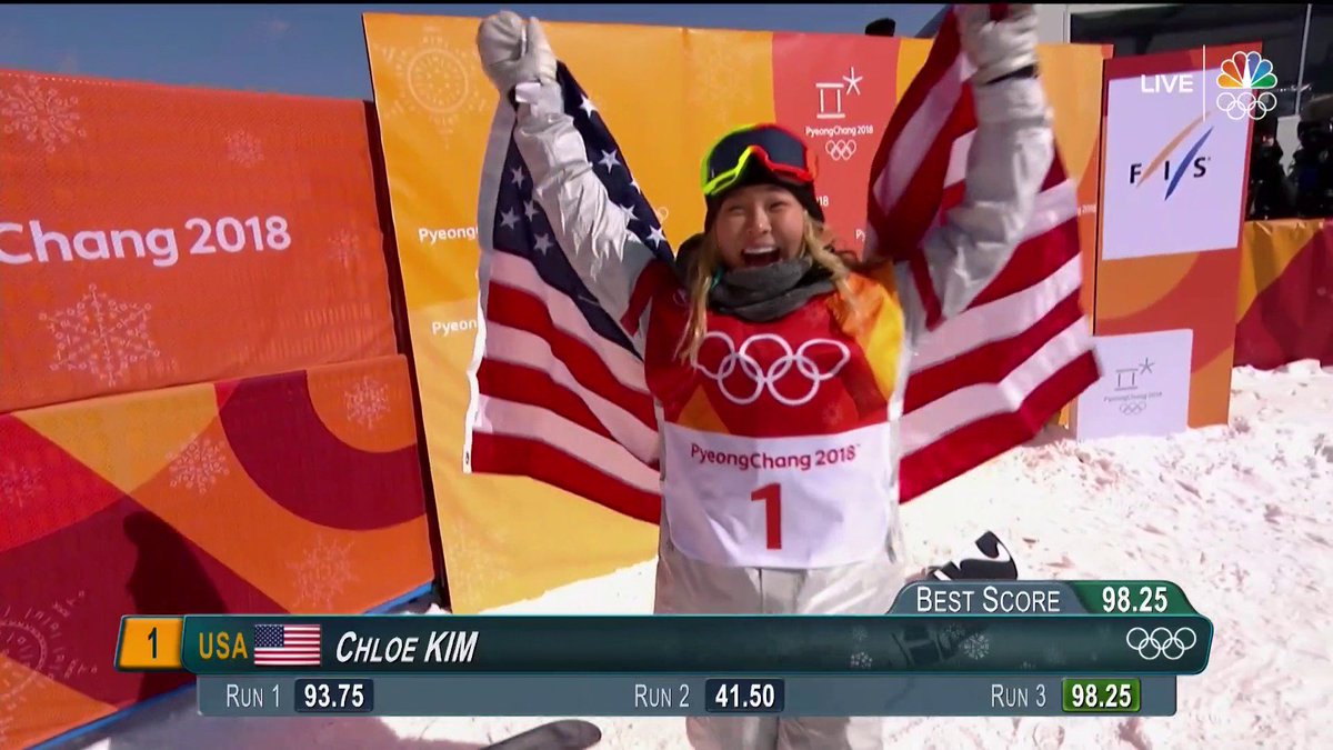 NBCOlympics's tweet photo. Golden girl. #WinterOlympics https://t.co/6phv2yGzlY