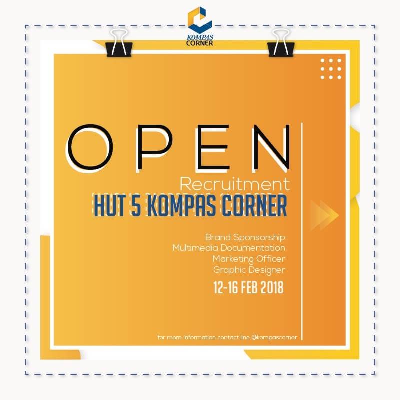 VionicaChiu's tweet photo. Kami membuka kesempatan untuk kamu agar bisa berpartisipasi dan menjadi bagian dalam kepanitiaan event terbesar @kompascorner .

Kami membuka peluang untuk kamu yang tertarik pada divisi Graphic Designer, Marketing Officer, Brand Sponsorship, dan Multimedia Documentation. https://t.co/ynRiLBVmD7